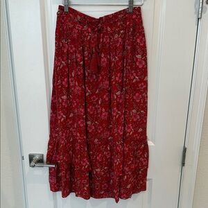 BAND OF THE FREE Chic Red Floral Maxi Skirt
